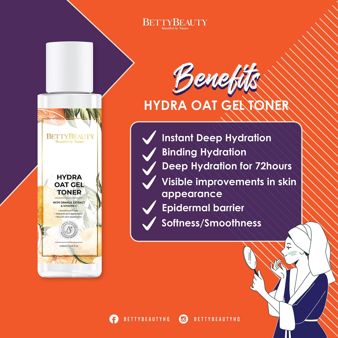 BETTY BEAUTY HYDRA OAT GEL TONER – EXP SEPT 2023 BETTY BEAUTY HYDRA OAT GEL TONER - EXP SEPT 2023