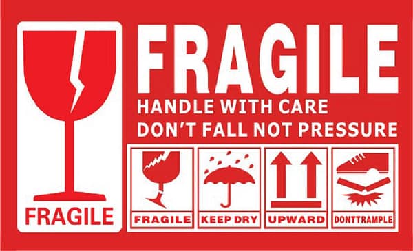 FRAGILE STICKER 5 X 9CM