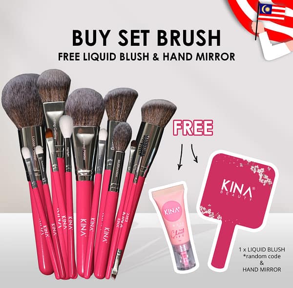 KINA BEAUTY - BRUSH SET FREE LIQUID BLUSH+ KINA MIRROR