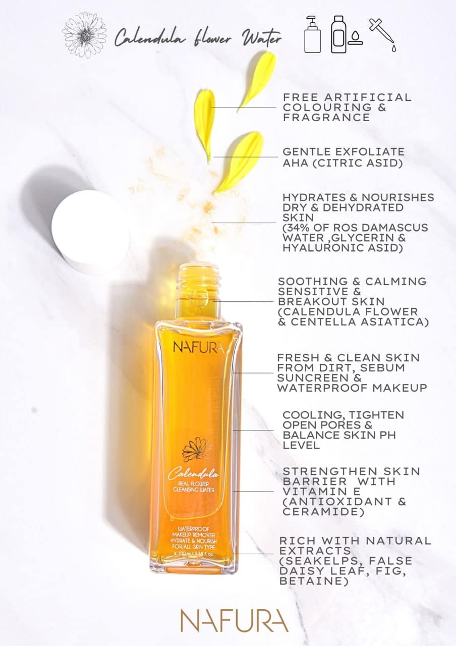 NAFURA - CALENDULA REAL FLOWER CLEANSING WATER NAFURA - CALENDULA REAL FLOWER CLEANSING WATER